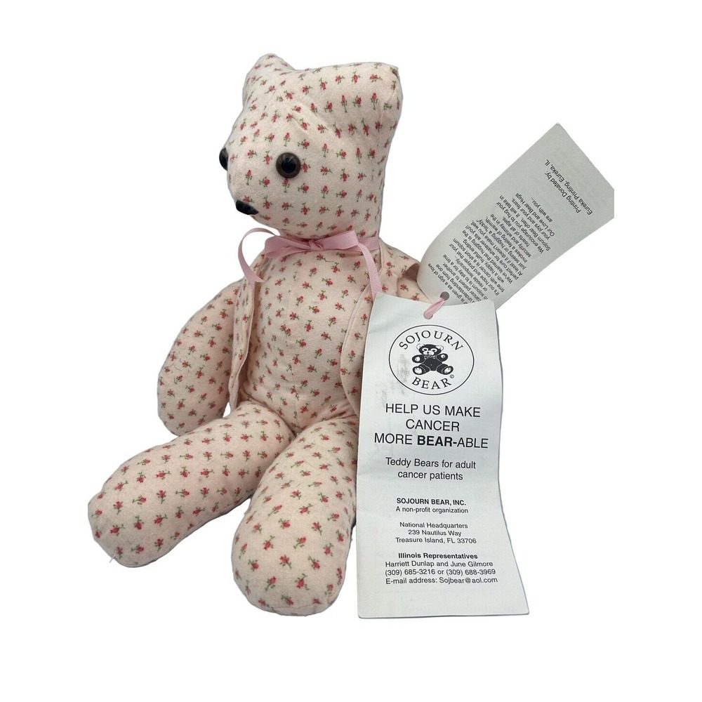 Sojourn Bear Pink Red Floral Teddy Bear Cancer Patient Support Non-Profit Tag - Picture 3 of 6